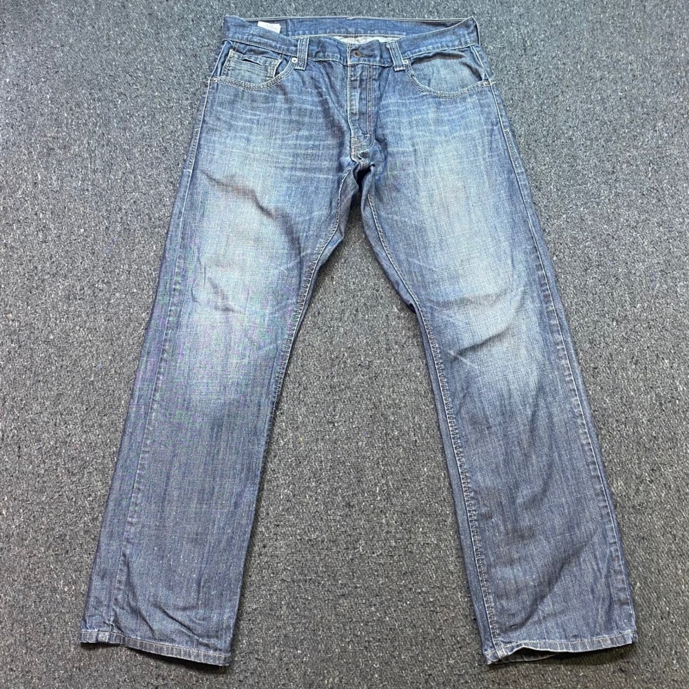 Levis 514 Straight Jeans 34 Mens Blue Streetwear Zipper Pocket Detail Denim Pant